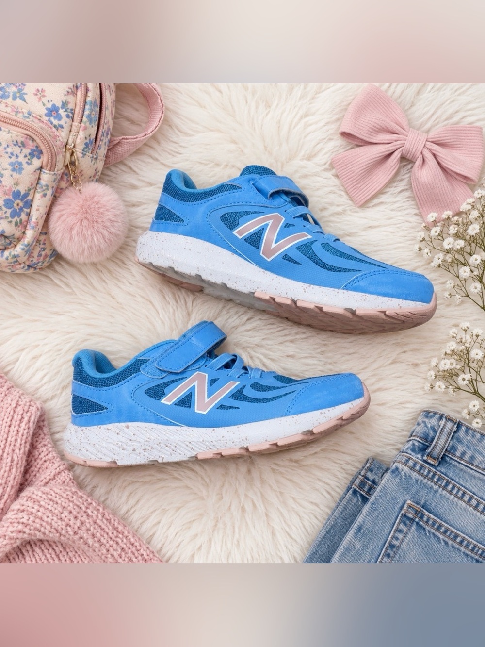 519v1 Blue Velcro Running Shoes